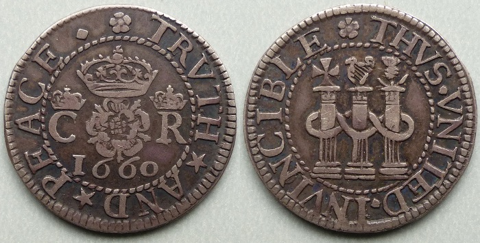 Charles II, 1660 silver pattern farthing P473 Charles II, 1660 silver pattern farthing P473